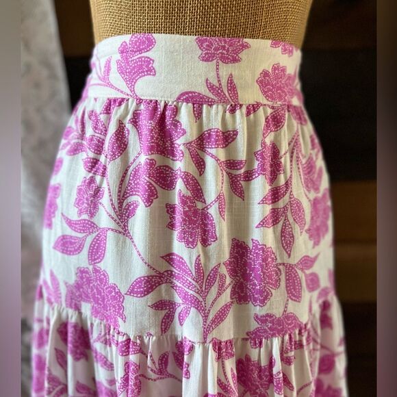 NWT Modern Purple & White Plus Size LC Lauren Conrad Three Tiers Midi Skirt - Picture 2 of 11